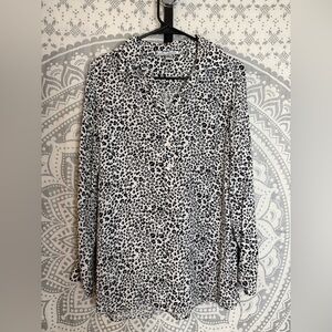 Dalia Collection Black and White Button Down Shirt